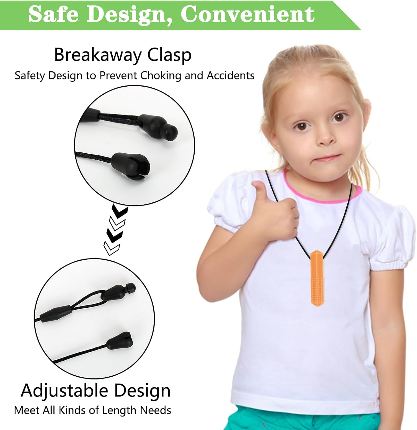 Chew Necklace for Sensory Kids & Adults: 4-Pack Silicone Chew Toys for Autism, ADHD, SPD, and Teething Relief image number 3