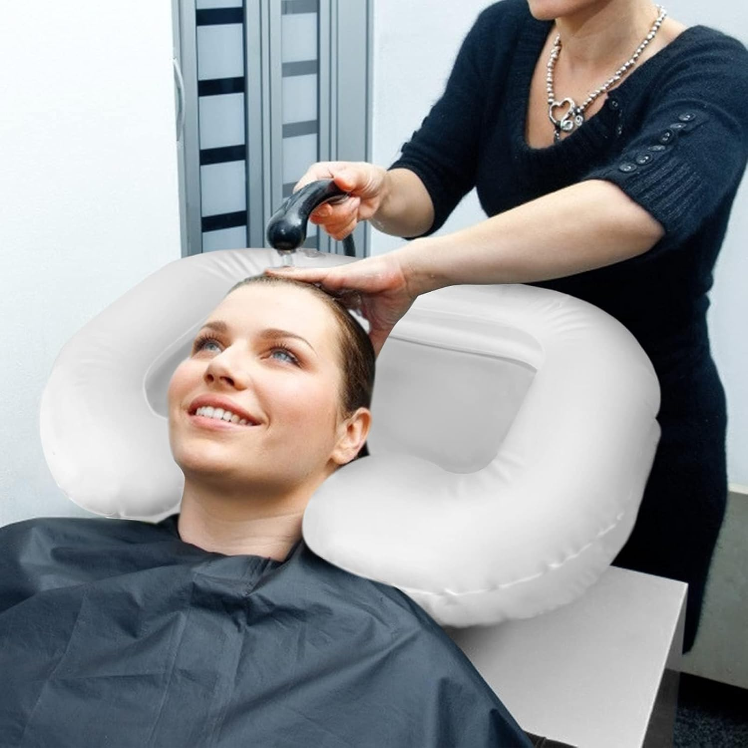 Inflatable Shampoo Basin, Portable Bedside Shower for Injured, Elderly, Bed-Bound, Handicapped - Wash Hair in Bed, Easily Clean