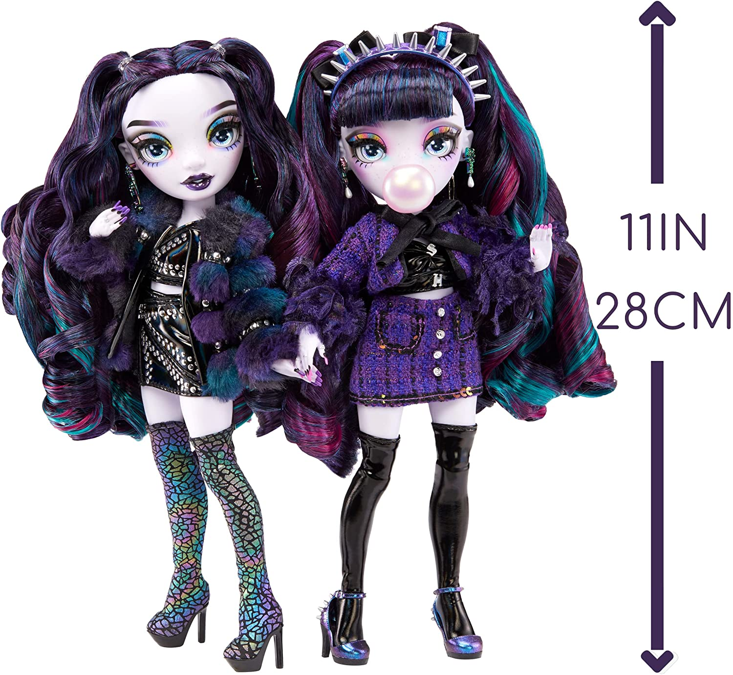 RAINBOW HIGH Shadow High Special Edition Twins- 2-Pack Fashion Doll. Purple and Black Designer Outfits with Accessories, Great for Kids Ages 6+ and Collectors, Multicolor image number 5