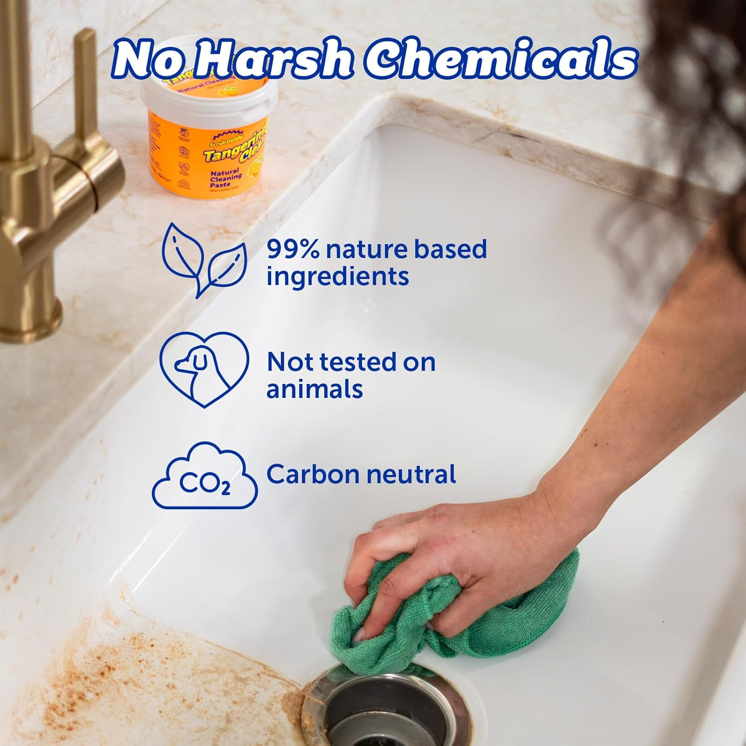 Scrub Daddy Tangerine Clean - Multi-Purpose Natural Cleaning Paste - Tough on Grime, Gentle on Surfaces - 99% Natural Ingredients, Light Orange Scent image number 5