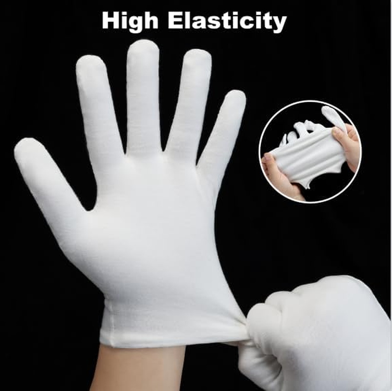3 Pairs White Cotton Gloves, Premium Cotton Gloves for Dry Hands Sleeping, White Gloves for Moisturizing Hands Women and Men, Cloth Gloves for Eczema, Spa Glove for Lotion Overnight by Htaexpu image number 4