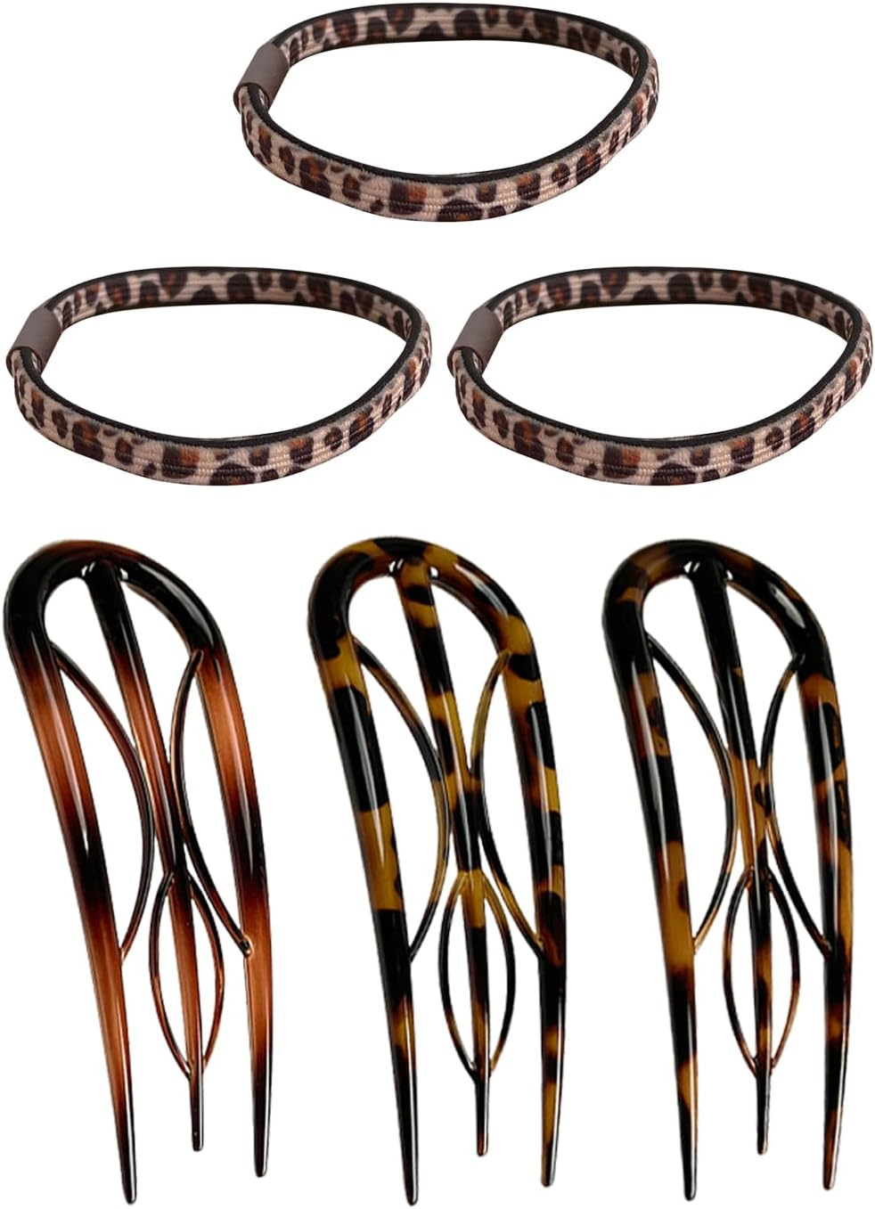 3 Pieces U-Shaped Hairpin, 3 Pieces Elastic Hair Rings, Simple and Fashionable Hair Accessories, French Hair Pin for Women, Creative Hairpin, Bun Styling Accessories