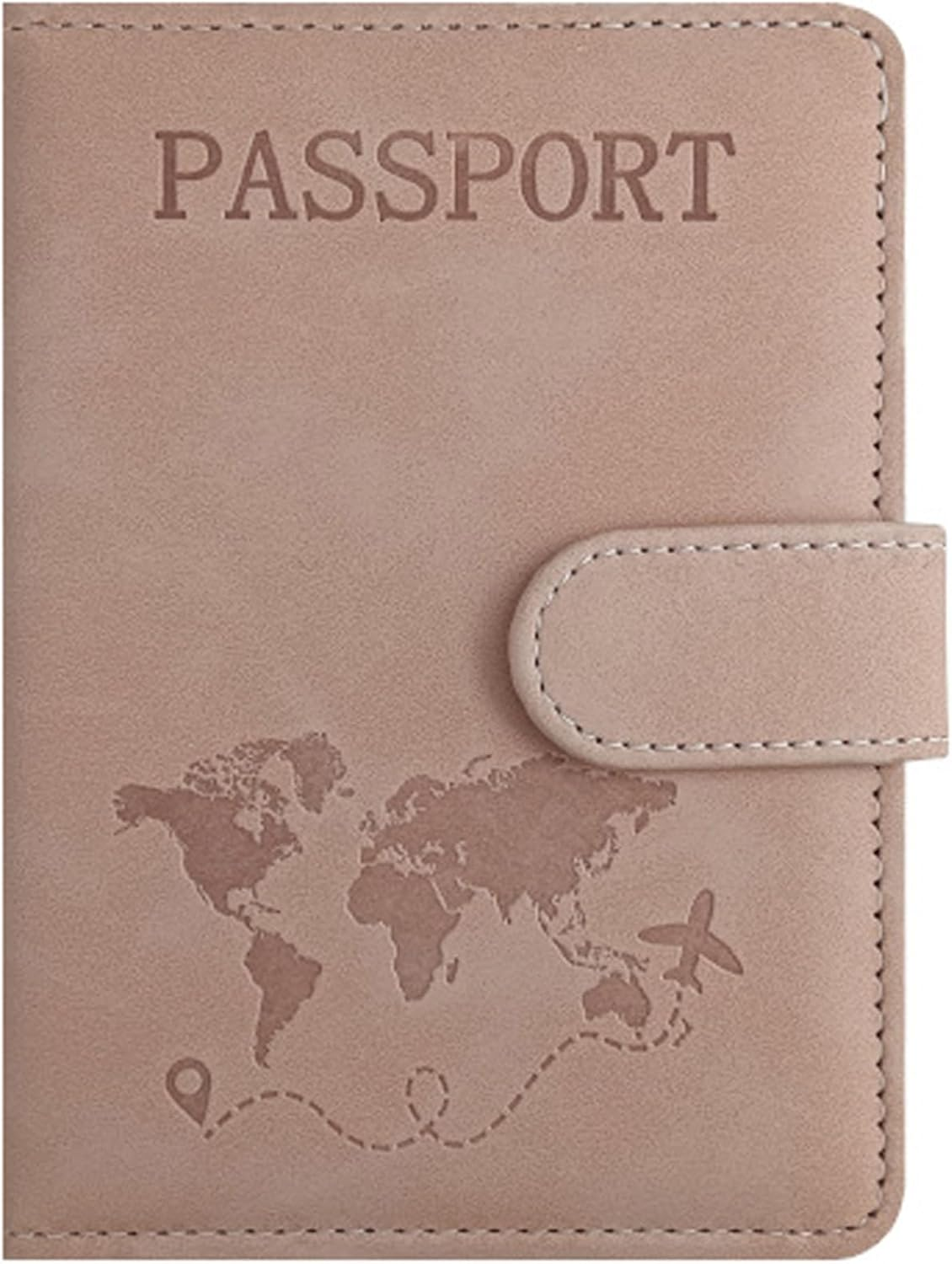 PU Leather Passport Travel Holder - RFID - Blocking Document Organizer with Magnetic Closure, MH MOIHSING Passport Wallet Cover Passport Protector for Credit&Id Cards, Boarding Passes Men&Women (Pink)