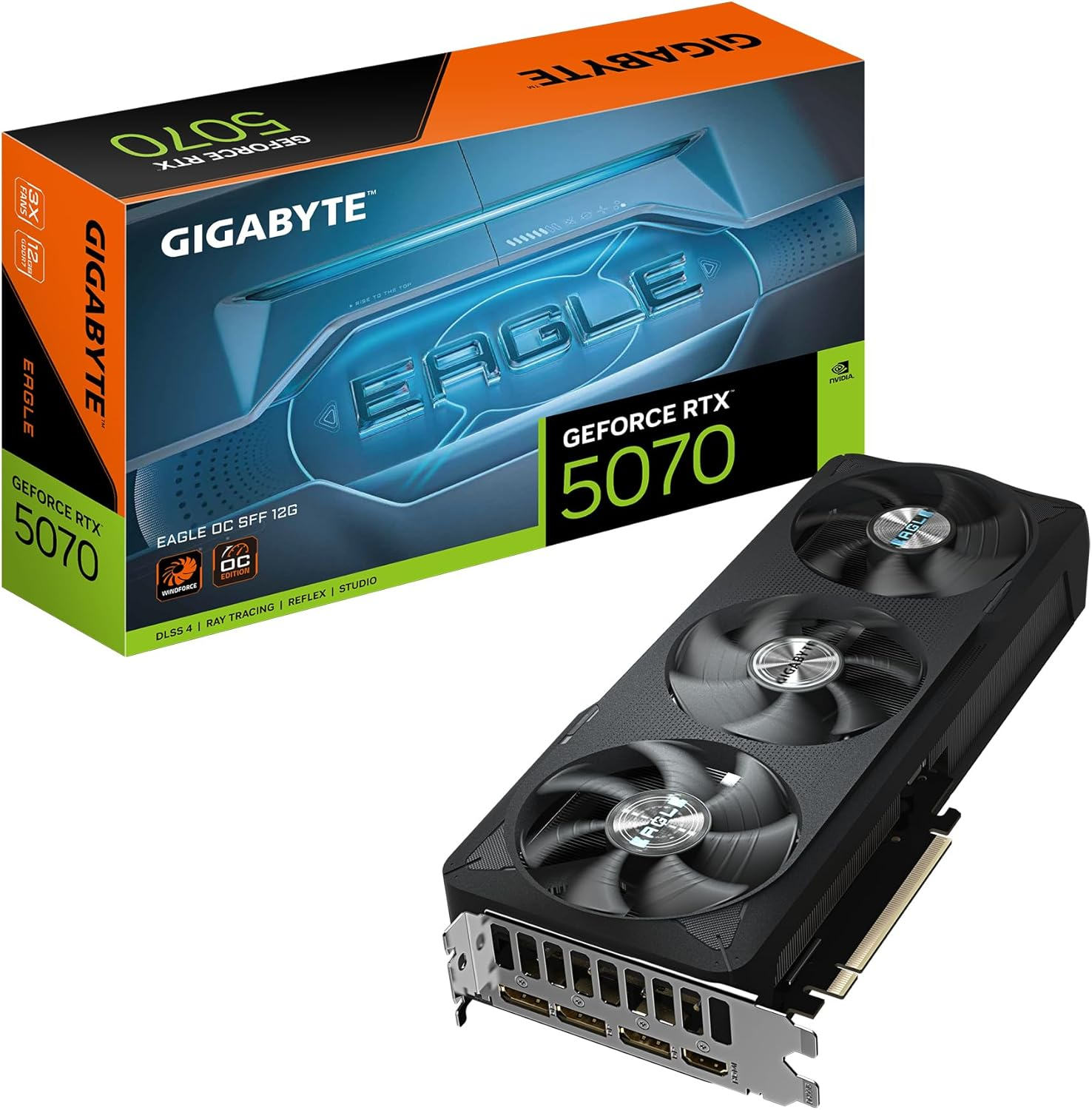 Gigabyte Geforce RTX 5070 Eagle OC SFF 12G Graphics Card - 12GB GDDR7, 192-Bit, PCI-E 5.0, 2587Mhz Core Clock, 3 X DP 2.1A, 1 X HDMI 2.1B, NVIDIA DLSS 4, GV-N5070GAMING OC-12GD image number 1