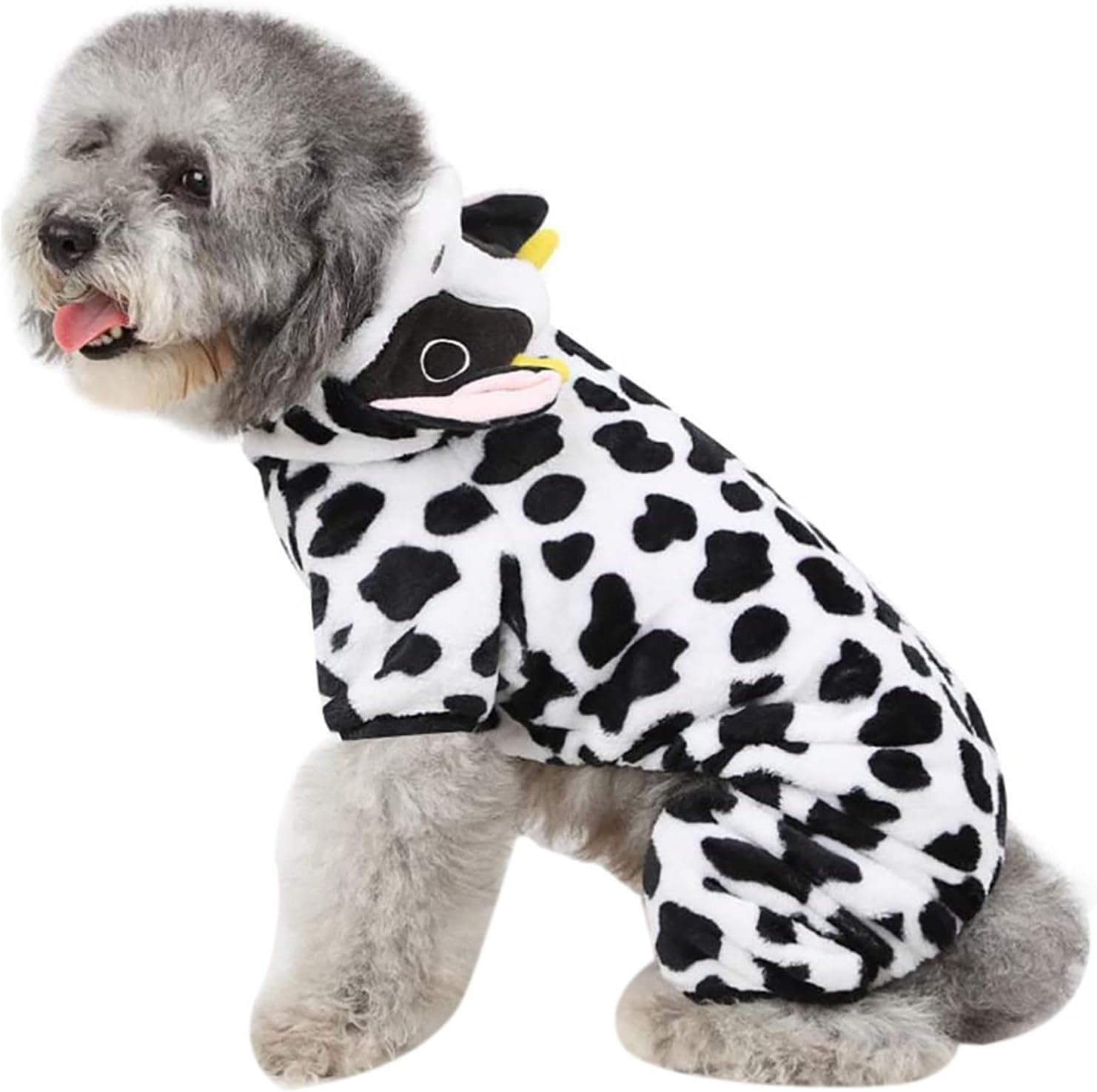 Cow Dog Costume | Cows Pet Dog Clothes for Small Breeds Dogs,Christmas Winter Warm Fleece Pet Hoodie for Small Medium Dogs Puppies image number 3