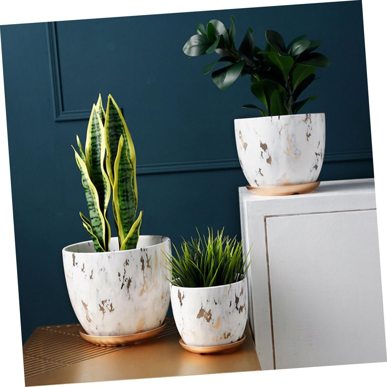 BESPORTBLE Marble Flowerpot Ceramic Planter for Home Office Storage Container for Bonsai Gardening Supply