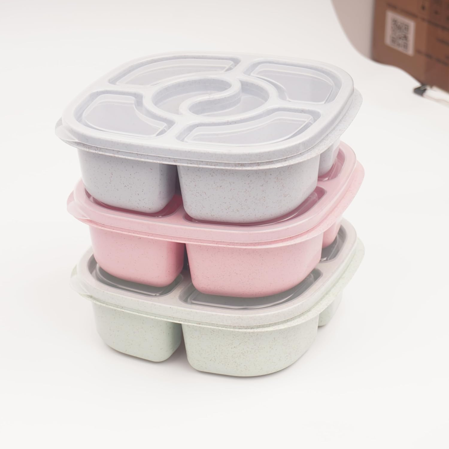 4 Pack Bento Lunch Box, 4 Compartment Meal Prep Containers, Lunch Box for Kids, Durable BPA Free Plastic Reusable Food Storage Containers - Stackable, Suitable for Schools, Companies,Work and Travel image number 4