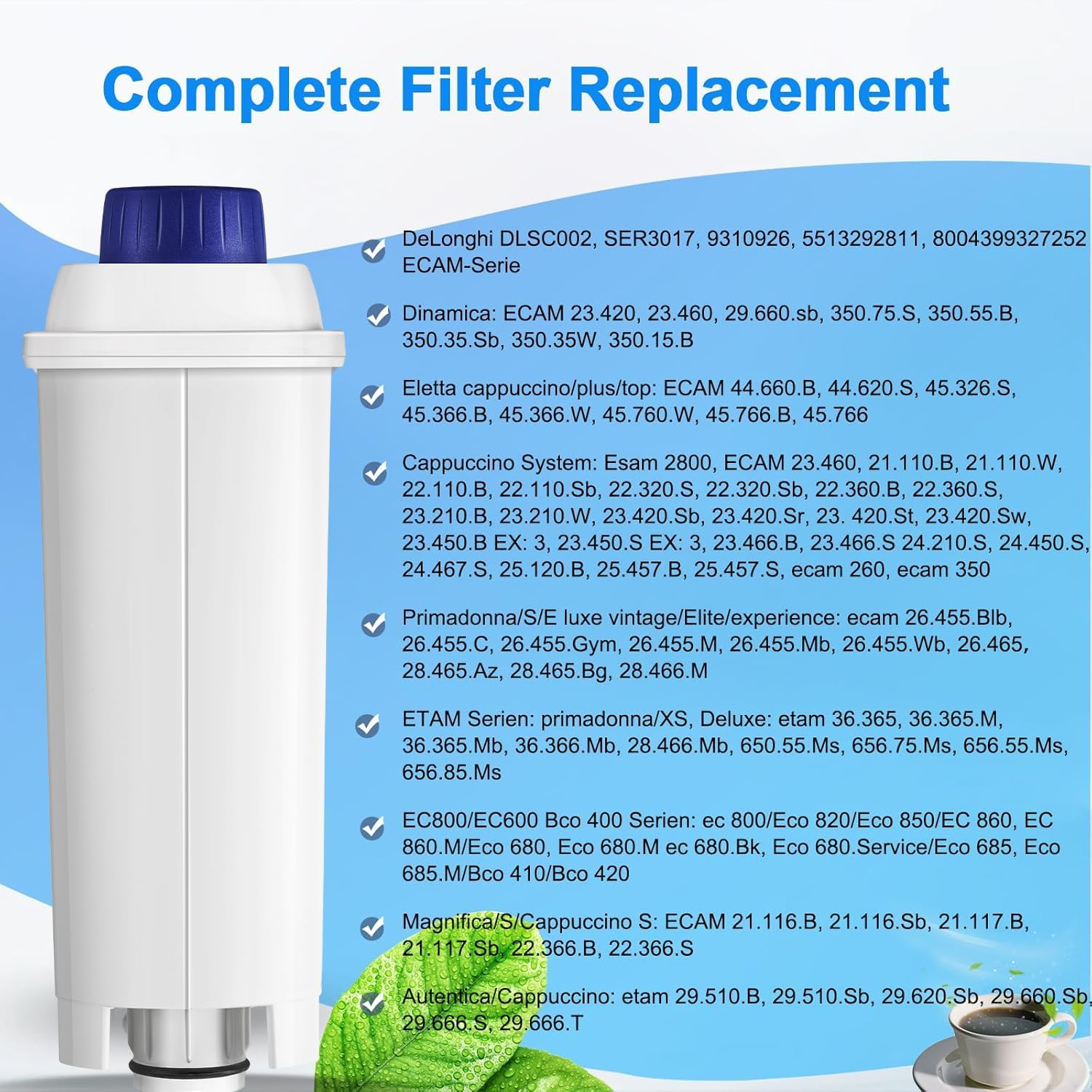 Molifal Coffee Machine Filter, Water Filter Replacement Compatible with Delonghi ECAM Series, Dinamica, Cappuccino System, Magnifica, ETAM Autentica, Various Models from Esam (6) image number 5