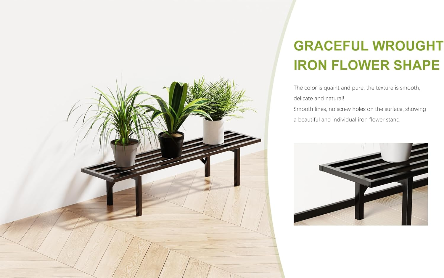 Zhongma One Tier Metal Plant Stand (35.43 L X 8.66 W X 7.9 H) Heavy Duty Plant Holder for Home, Window,Garden, Plant Lovers, Display Stand image number 6