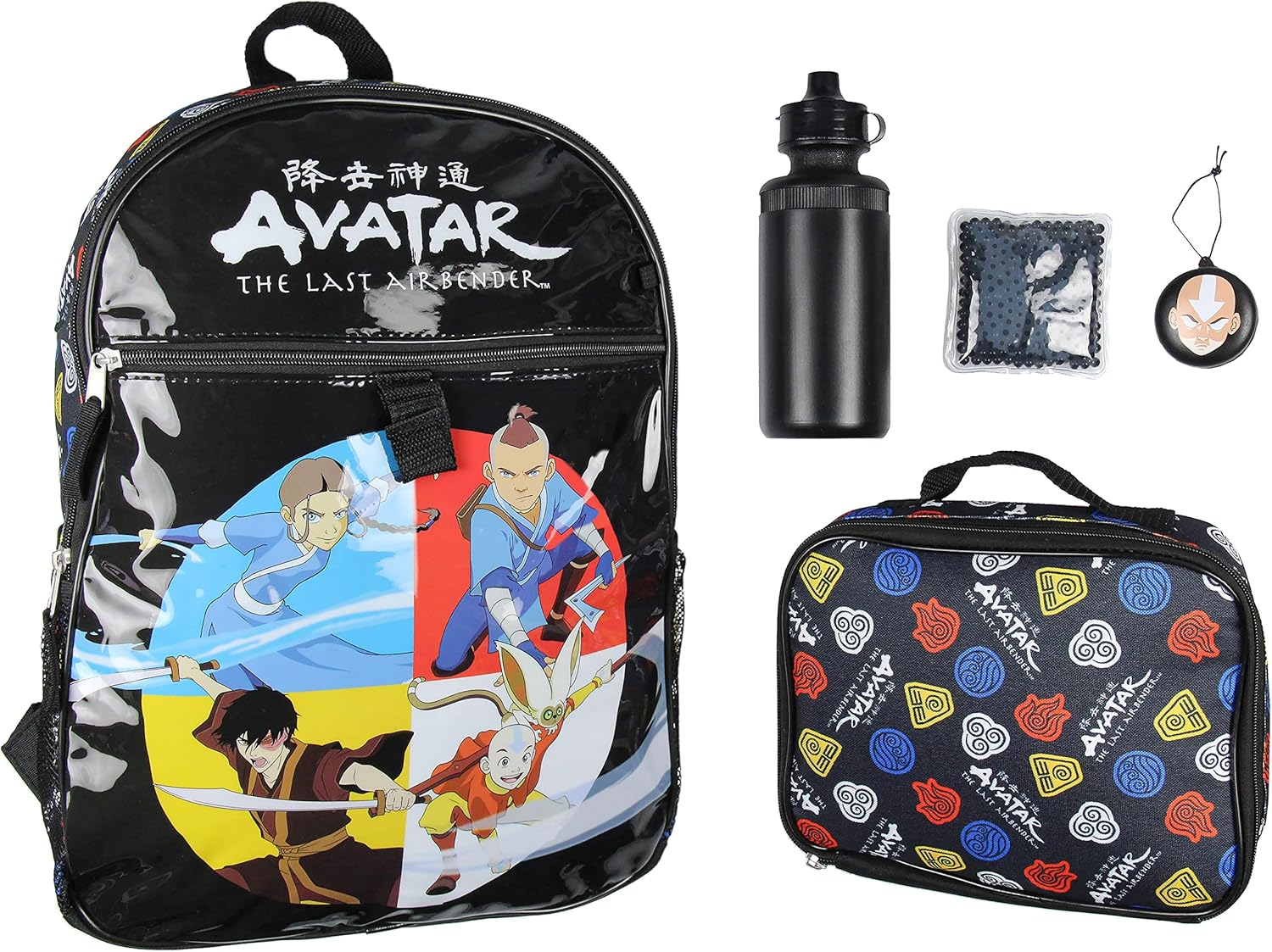 Monster Jam Grave Digger Truck 5 PC Backpack Lunchbox Icepack Water Bottle Keychain, Multicolored, One Size