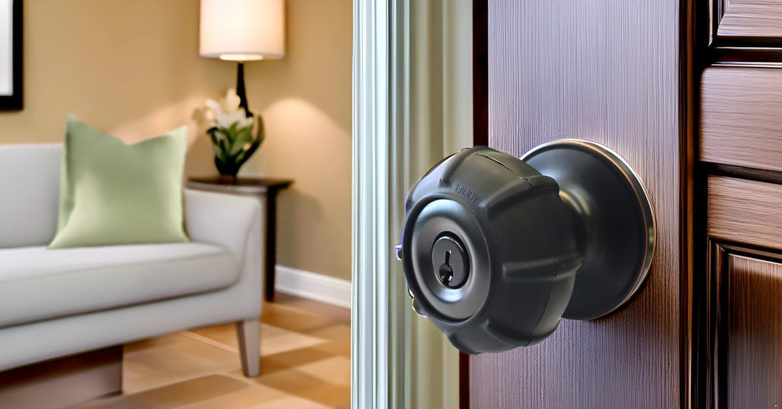 New Enjoy Cover - Silicone Door Knob Grips Maximum Grip Nonslip Arthritis & Senior Living Aids Grippy Easy Open Fits All Door Knob Universal Size Decorative ! 4 Pack (Black) image number 1