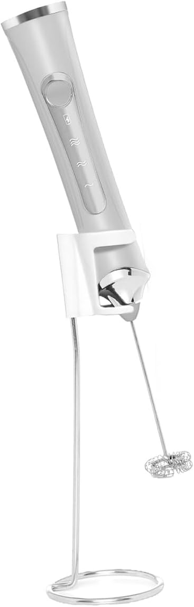 Milk Frother Handheld Electric Whisk with 2 Stainless 3-Speed USB Rechargeable with Stand (Black)