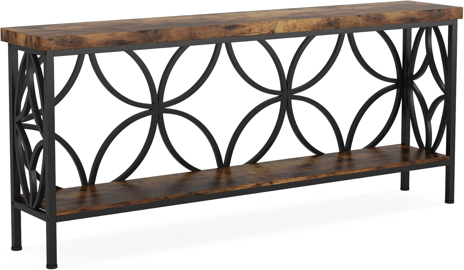 Tribesigns Hallway Console Table, 180 Cm Long Sofa Table behind Couch, Entry Console Table with Storage for Entryway, Living Room, Foyer, Unique Design, Rustic Brown image number 6