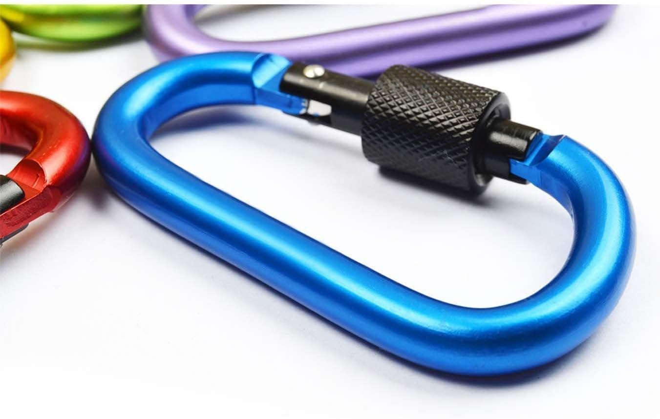 Onwon Aluminum Carabiner D-Ring Locking Key Security Camping Climbing Hiking Keychain (10 PCS)