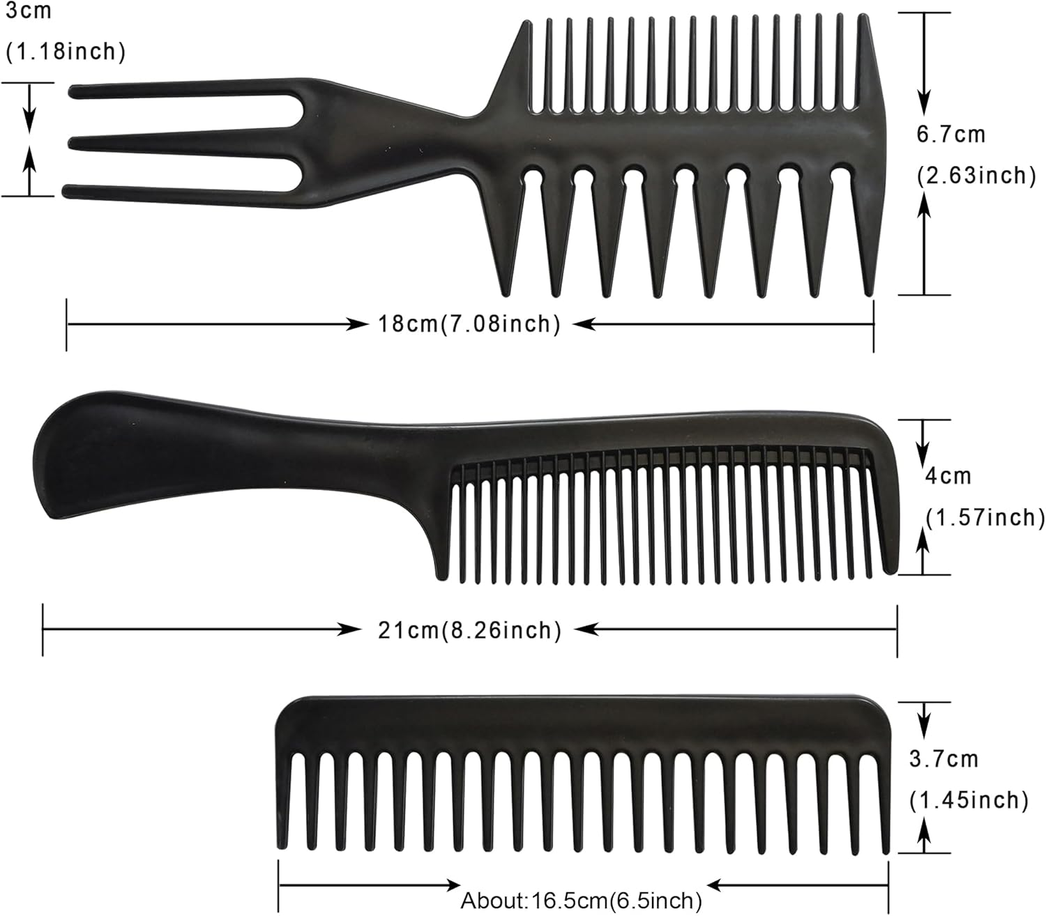 Set of 10 Hair Styling Combs Professional Hairdressing Comb Set Handle Comb Barbers Combs for Hair Stylists Salon (Black) image number 2