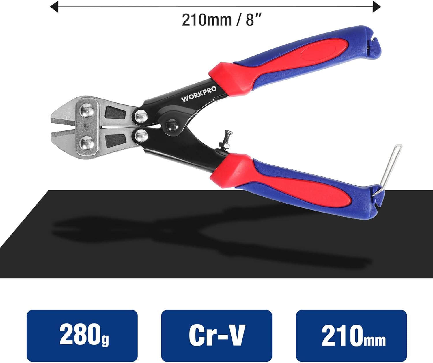WORKPRO Mini Bolt Cutter 8-Inch, Spring Loaded Small Heavy Duty Wire Cable Cutter, Snips Clippers with Soft Anti-Slip Handle image number 6