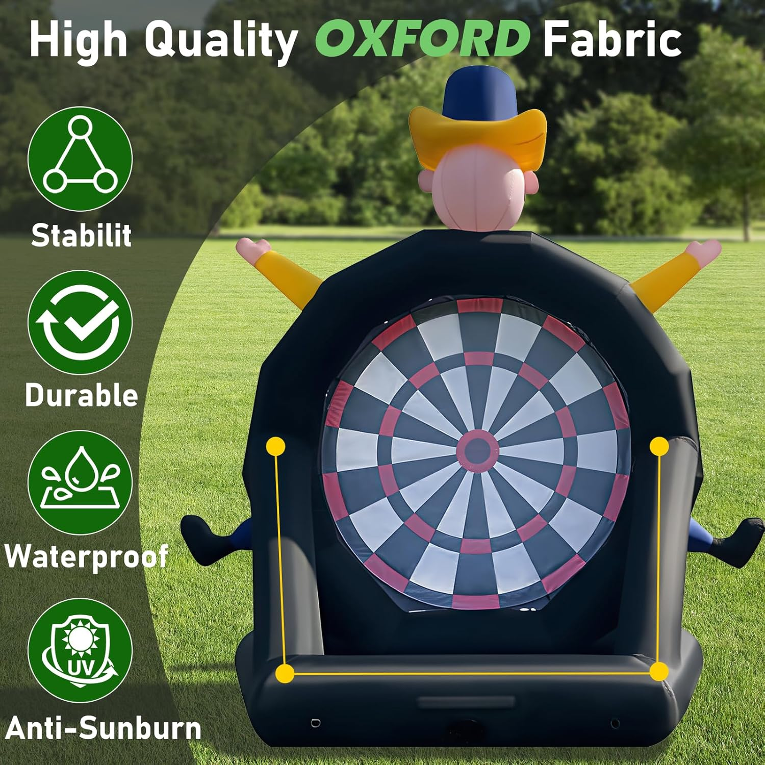 13Ft Inflatable Soccer Dart Board Giant Kickball Dartboard Soccer Darts Inflatable with 350W Blower for Outdoor Yard Gym Camp Sport Games 8 Golf Balls, 2 Kickball image number 1