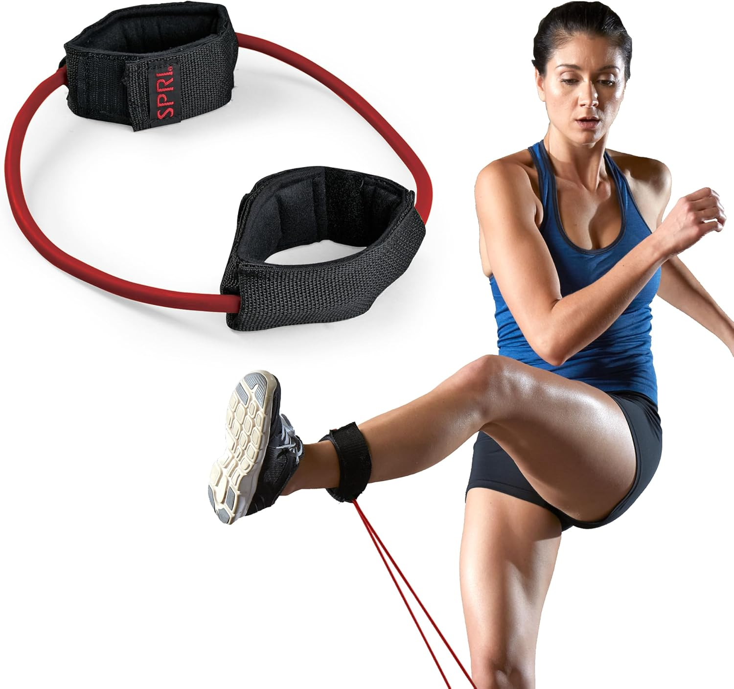 SPRI Xercuff Leg Resistance Band Exercise Cord with Non-Slip Padded Ankle Cuffs (All Bands Sold Separately) Portable for the Gym or at Home Workout Equipment image number 2