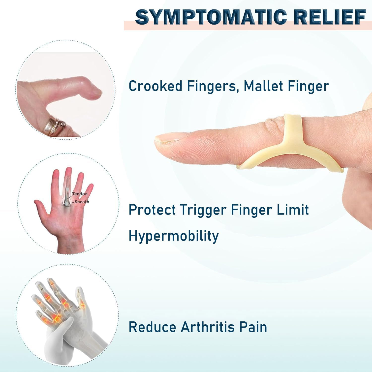 SILHOL 7 Pieces Finger Splint Set for Arthritis and Trigger Finger Relief, Oval Finger Braces for Thumb, Index, Middle, Ring and Pinky Fingers (Sizes 5-11), Joint Pain Relief, Injury Recovery image number 4