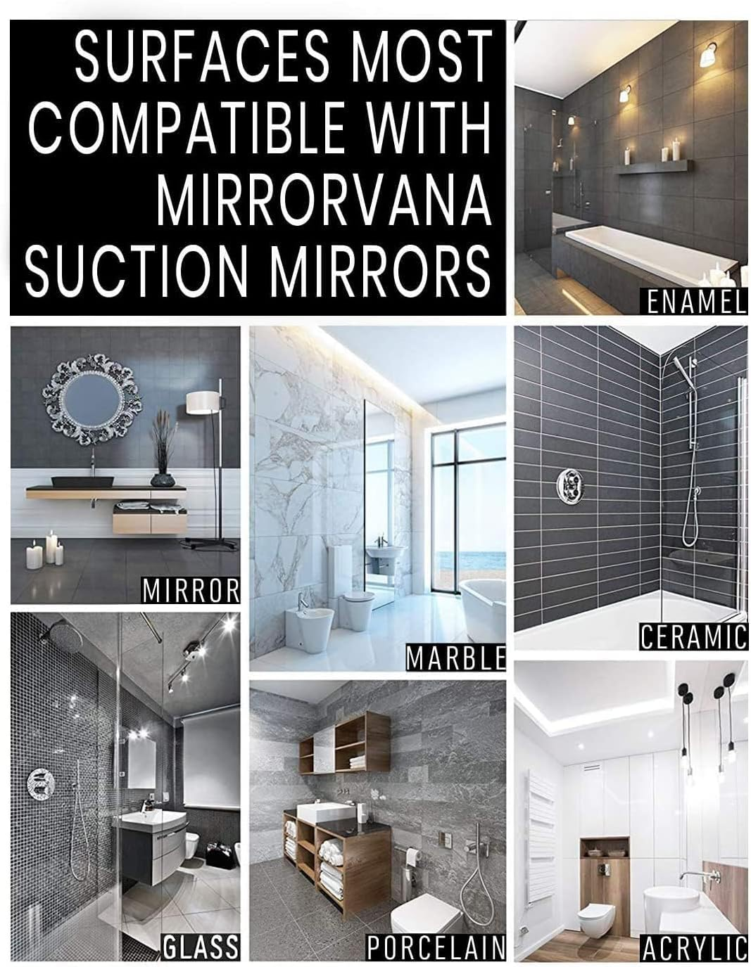 2018 Shatterproof Fogless Shower Mirror for Shaving with Razor Holder and Superior Sticky Suction-Cup, 20Cm Diameter (Including Frame) image number 1