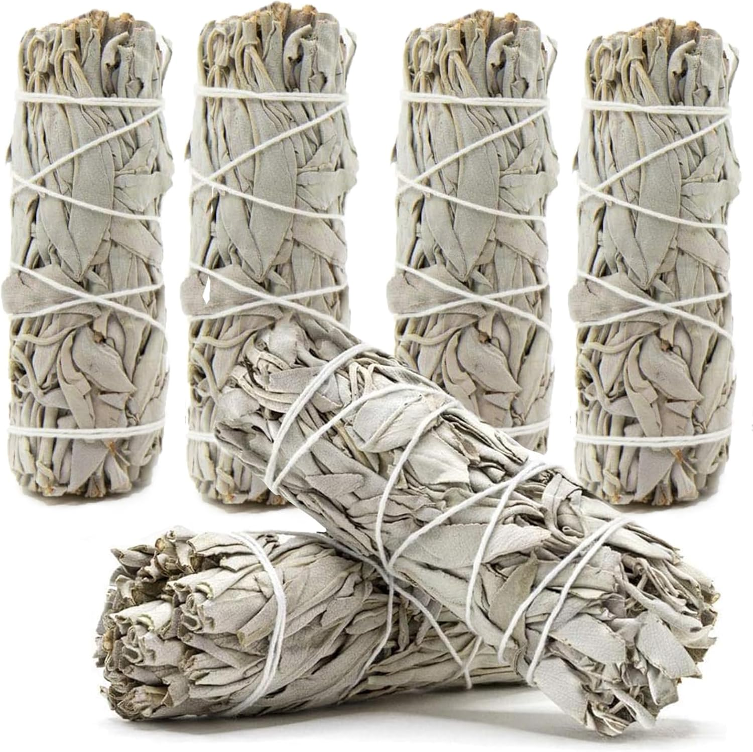 White Sage Bundles - 6 Pack-Sage Smudge Stick for Home Cleansing Incense Healing Meditation & Other Smudging Rituals and Premium California White Sage Incense 4 Inches Long