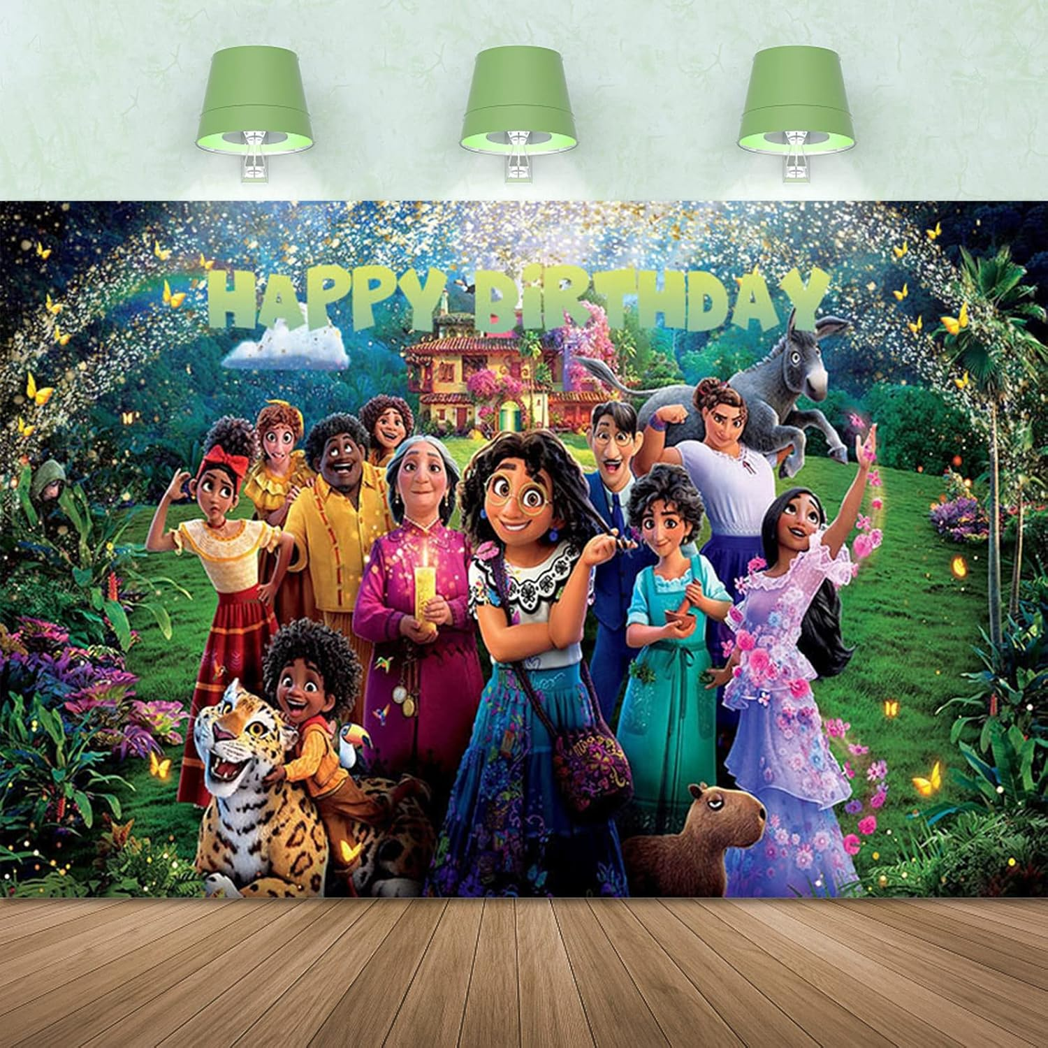 Encanto Happy Birthday Backdrop, Magic House Movie Theme Party Background Birthday Party Decoration Supplies Large Fabric Photo Booth Banner for Baby Girls Boys Kids Children Teens, 5X3Ft image number 3