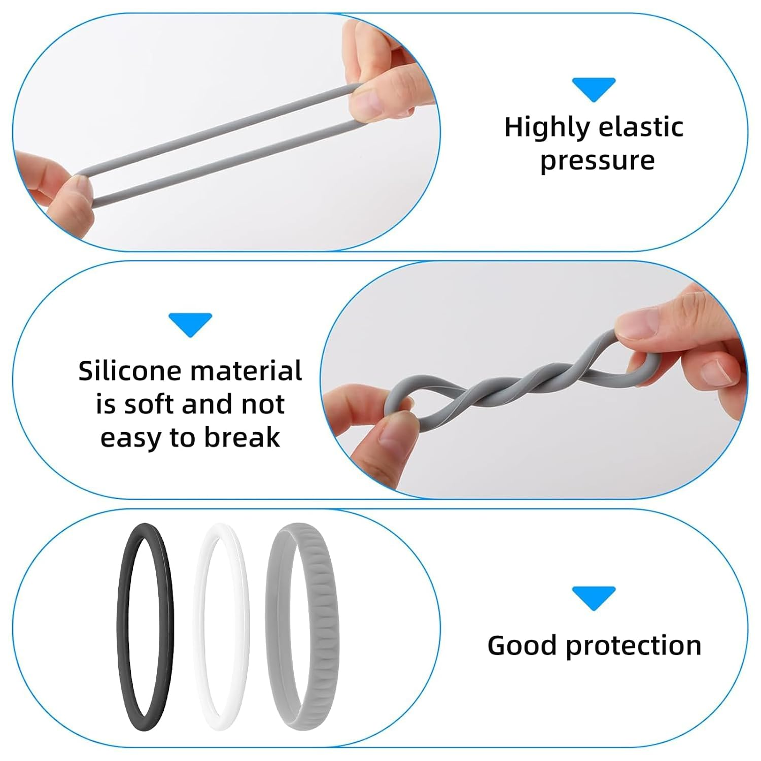 Hzqzaoan 6 Pack Patella Knee Straps - Include 2 Pack Pressurized Version Elastic Patellar Knee Brace & Stabilizer Bands for Pain Relief during Basketball, Running, Soccer (Secure Fit & Support) image number 4