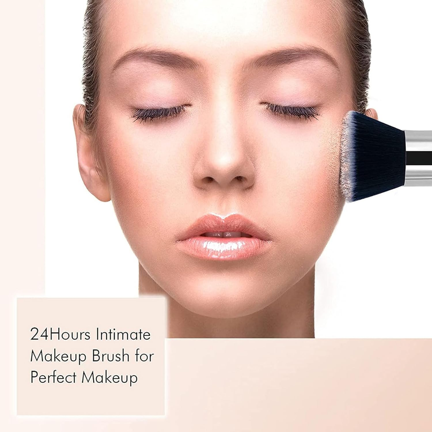 RIBHNXHI Flat Top Kabuki Foundation Brush for Liquid Makeup Professional Grade Large Face Brush for Buffing and Blending Mineral Powder Cosmetics Black image number 1