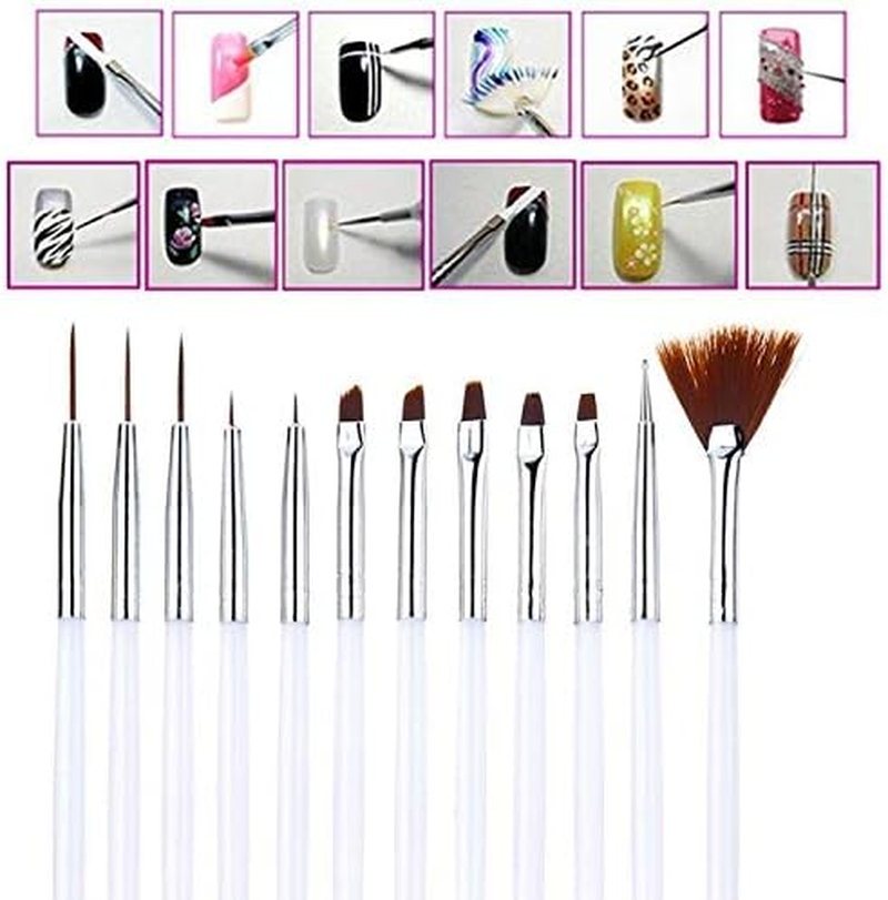 12 Pcs/Set New Nail Art Brush Pens Dotting Point Painting Pens Drawing Brush Nail Art Tools Pink Zhengpingpai image number 1