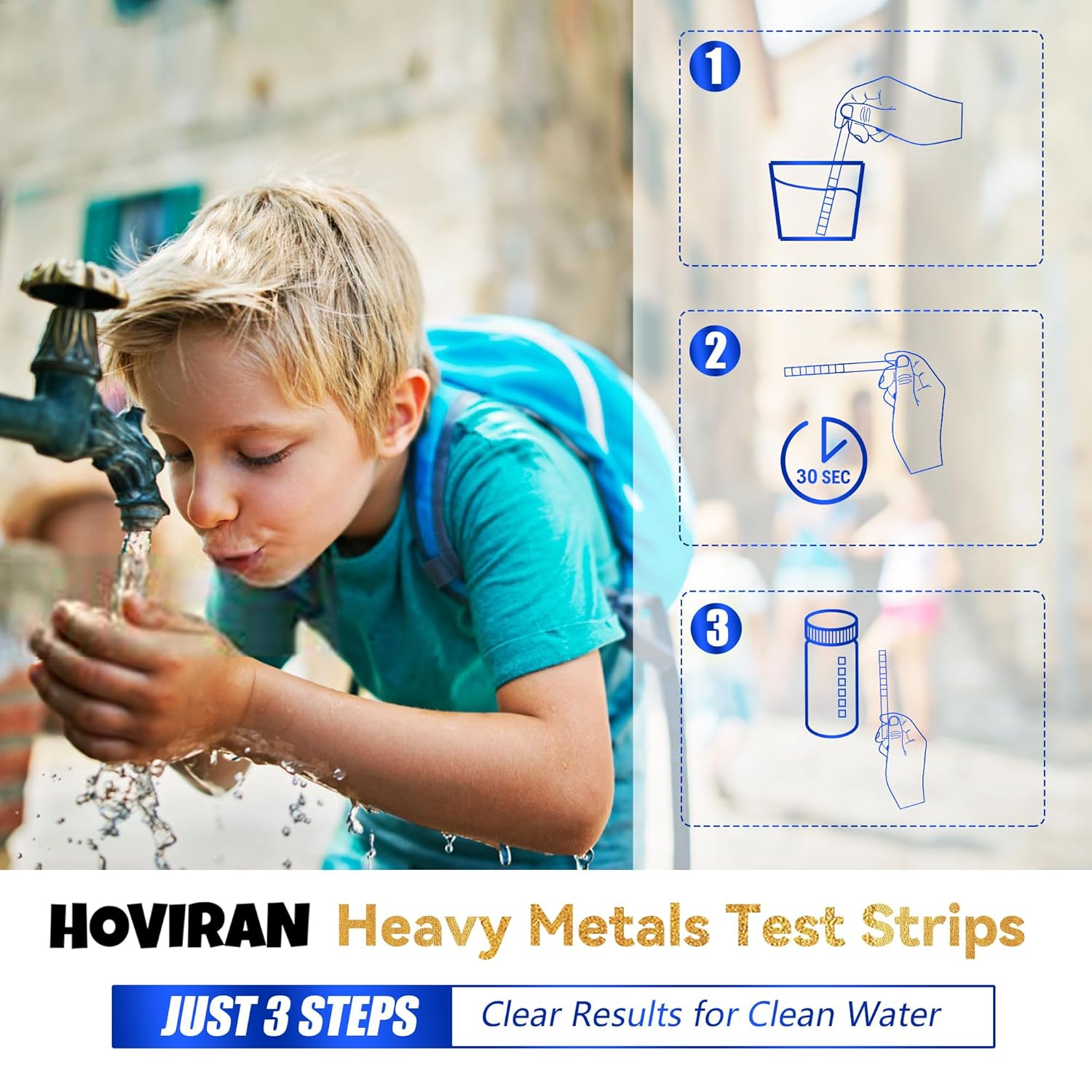 8-Way Heavy Metals Water Test Strips -125 Ct Home, Well Drinking Water Testing Kit for Iron, Mercury, Copper, Lead, Chromium, Magnesium, Cadmium, Calcium image number 2