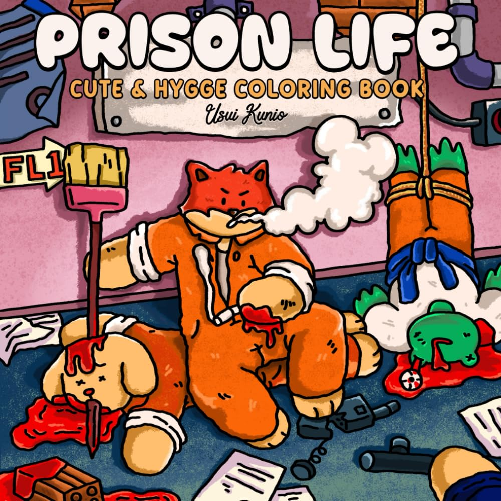 Prison Life: a Cute & Hygge Coloring Book for Adults and Teens Featuring Animal Inmates and Crime Scenes for Relaxation image number 1