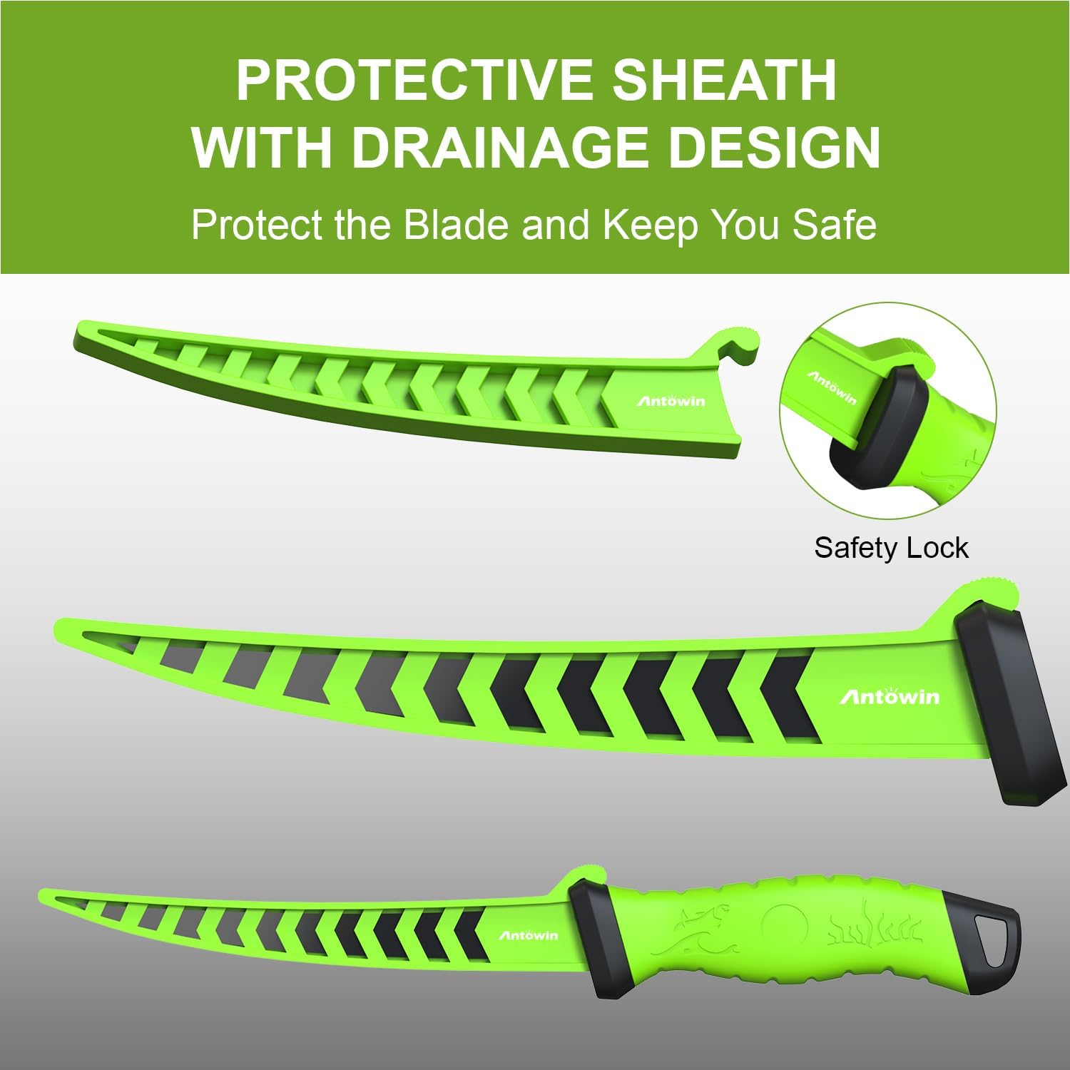 ANTOWIN Fishing Fillet Knife,7 Inch Professional Level Knives,Sharp Stainless-Steel Non-Stick Coating Blade, Non-Slip Handles, Perfect for Freshwater and Saltwater Fish (8 Inch)