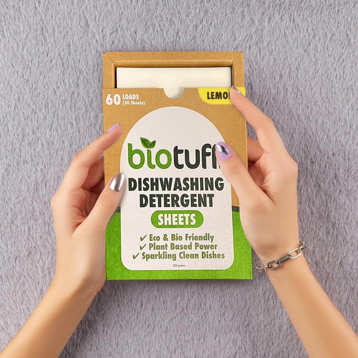 Biotuff Dishwasher Detergent Sheets - Eco Friendly, Biodegradable & Plastic Free - Powerful Grease Cutting Formula - Lightweight & Convenient Dishwashing Solution | 30 Sheets image number 4