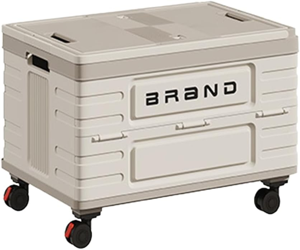 AIMALL Outdoor Folding Storage Box with Wooden Lid 20.4X13.9X13.9In Large Capacity Car Trunk Camping Clothes Organiser with Handles for Travel Garage Home Use