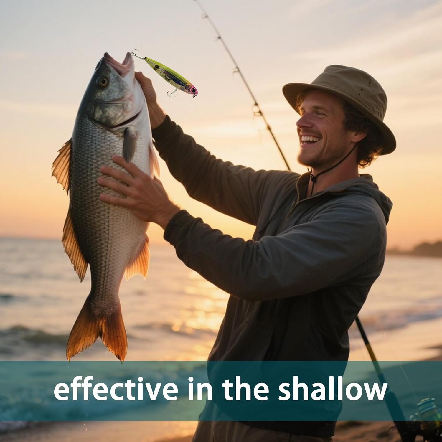 Keencatch Floating Stickbait Fishing Lure, Topwater Fishing Lure, Slippery Walk-The-Dog Lure for Saltwater/Freshwater Fishing image number 6