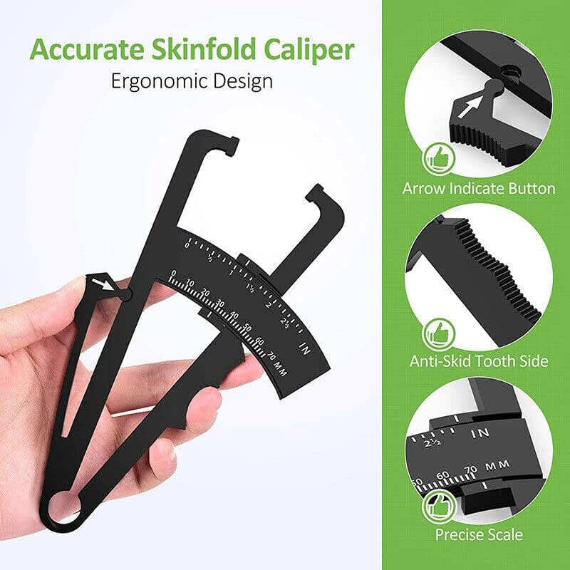 Body Fat Measurement Testing Caliper Skinfold Skin Fold Gym Weight Loss Test, ABS Material, 0-70Mm Range, 6.5X4.3X0.2 In, Ideal for Gym and Weight Loss Monitoring - Black image number 4