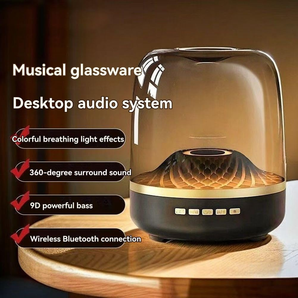 RGB Atmosphere Colorful Glass 4 Speakers Home High Volume Wireless Bluetooth Sound Box Subwoofer Small Speaker image number 5