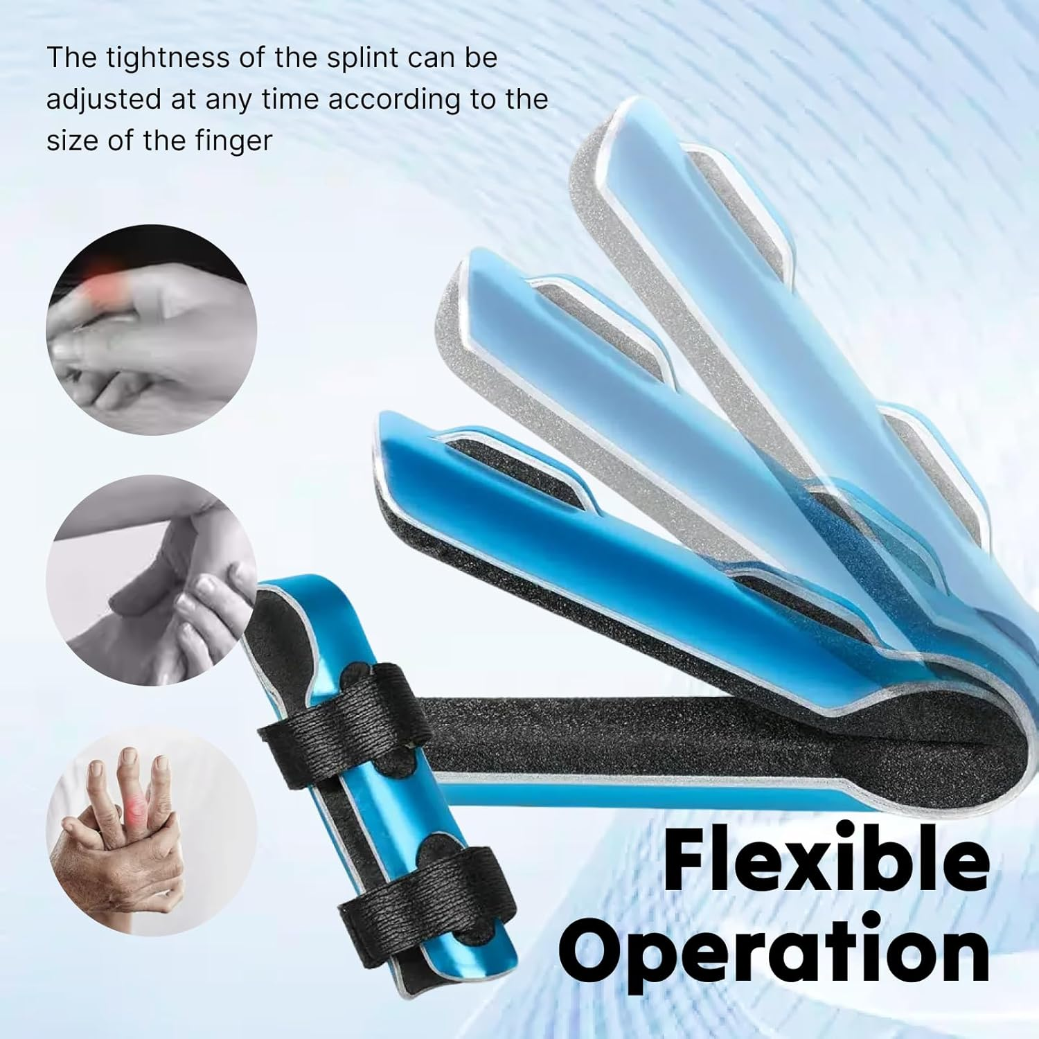 3 Size Waterproof Metal Finger Splints Set for Trigger, Index, Pinky Finger, and Ring Splints, Durable Aluminum Finger Splint for Finger Correction and Stabilization image number 2