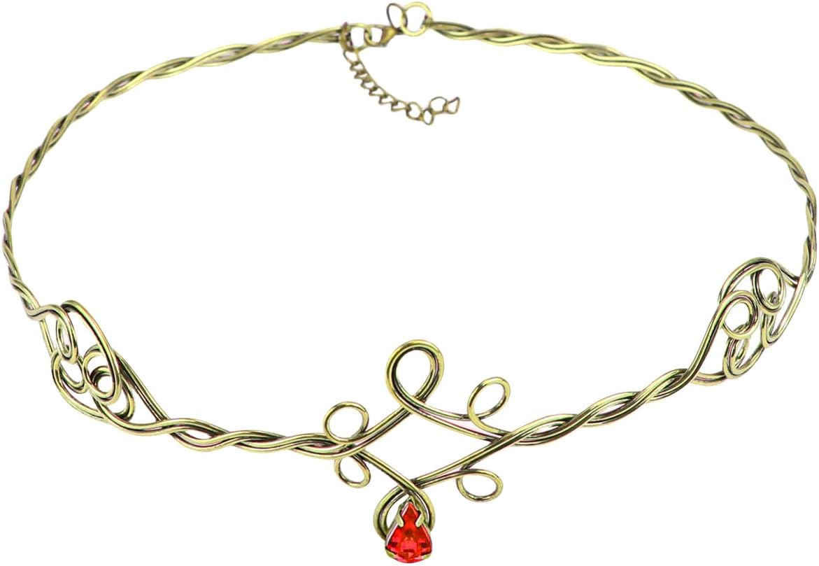 ZJIVQO Headbands Iron Circlet for Women Woven Forehead Band Crystals Tiaras Hair Band Gold Hair Hoop with Jewels Crystal Rhinestone Wedding Head Band Princess Crown Headband Tiara (Red), Crystal image number 4