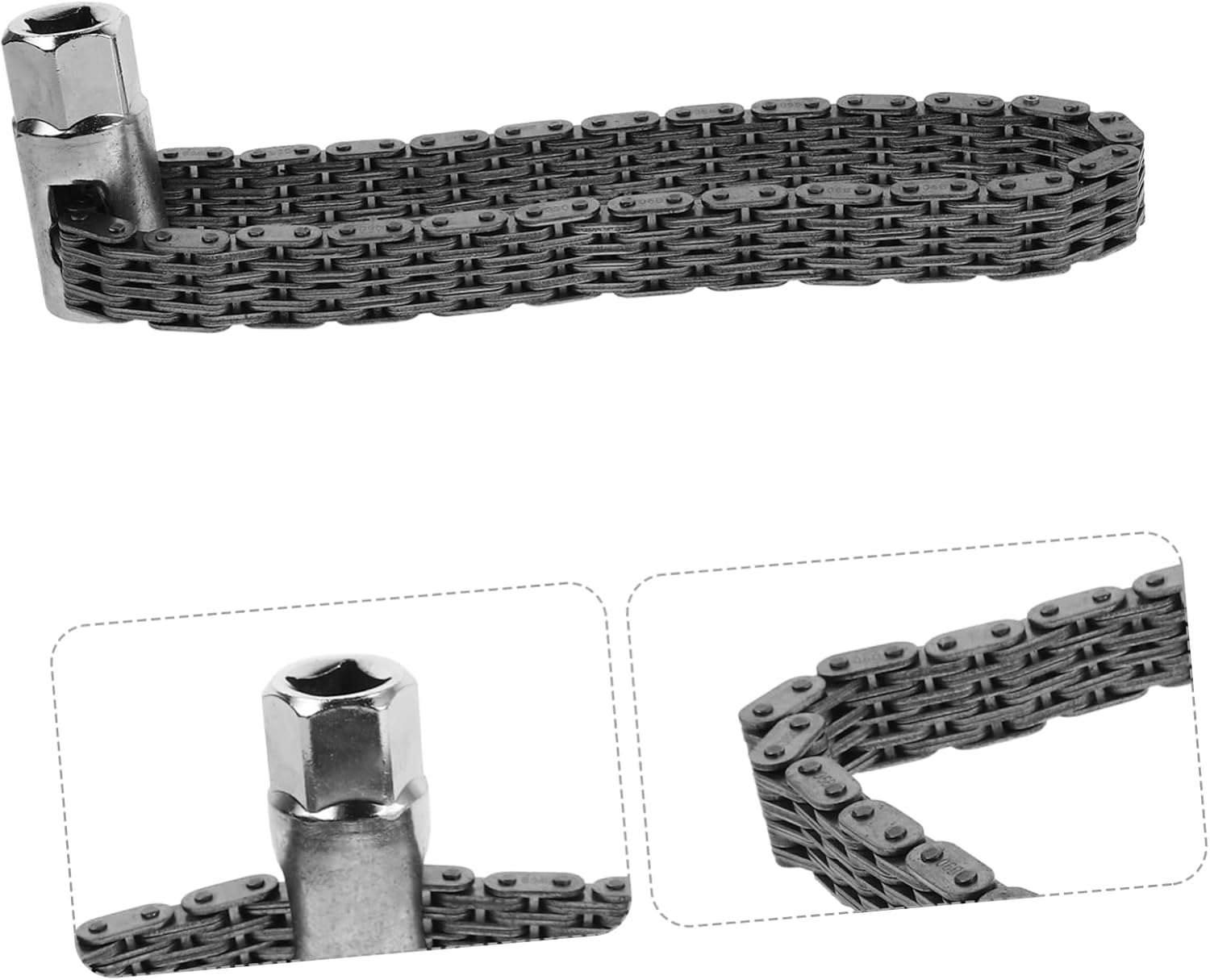 EXAOMBLE Oil Filter Wrench Double Chain Sleeve Heavy Duty 52-Link Chain Strap Wrench Automotive Oil Filter Removal Tool for Mechanics and Plumbing Equipment image number 6