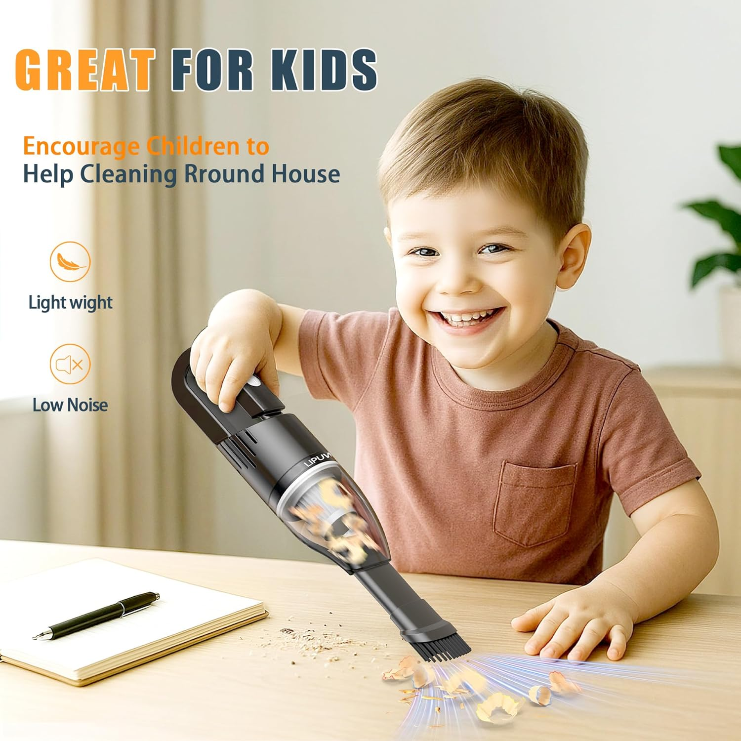 Handheld Car Vacuum Portable Cordless, Dust Buster Rechargeable High Power Suction, Mini Hand Held Vacuum Cleaner with Washable HEPA Filter, Multi-Nozzles, Lightweight Hand Vacuum for Car Home Office image number 1