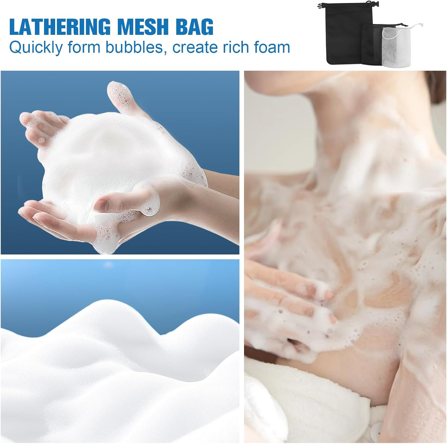 Travel Soap Bag, Waterproof Leak Proof Travel Portable Quick Drying Soap Bag with Lathering Mesh Bag & Carabiner for Travel, Camping, Hiking, Outdoor image number 3