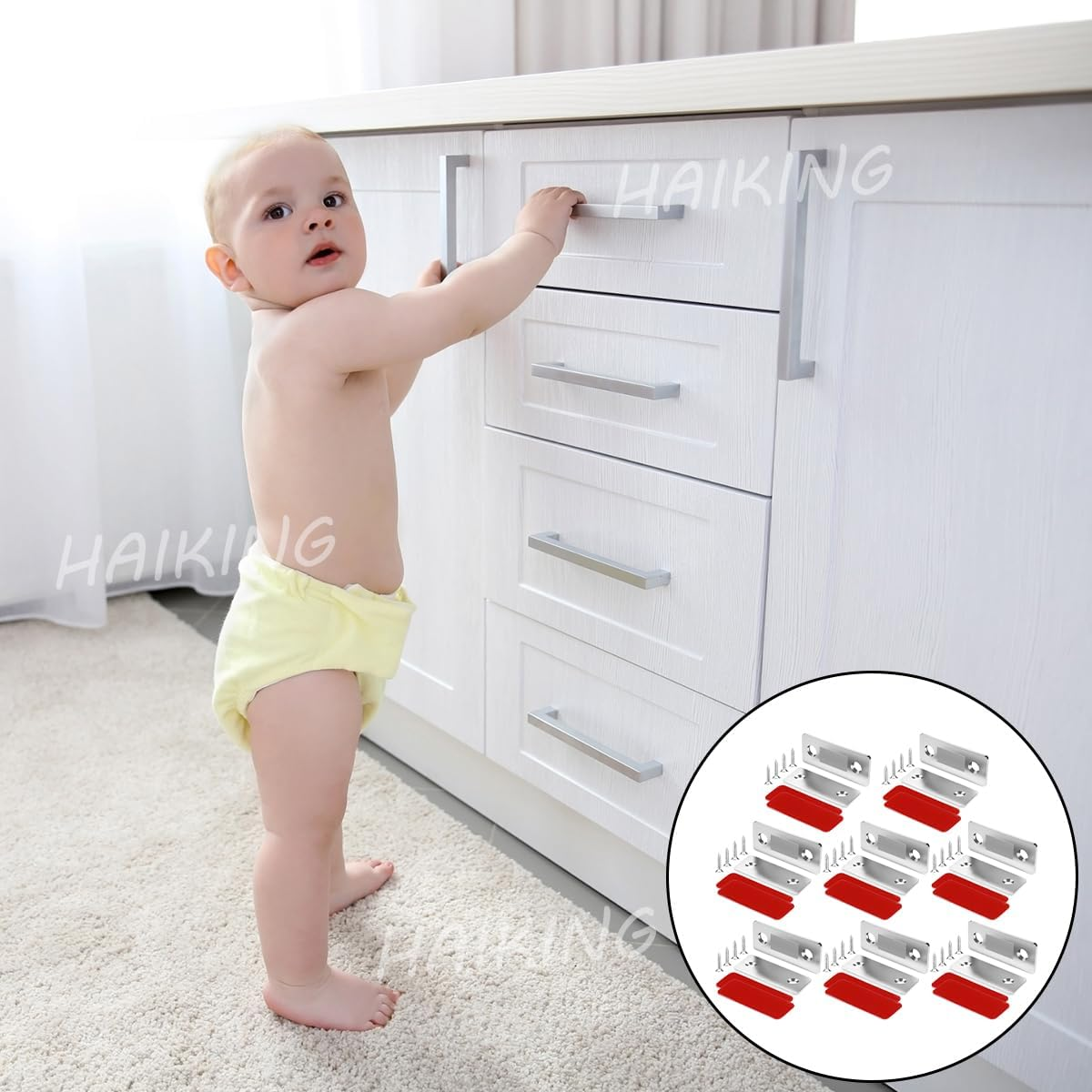 HAIKING Magnetic Cabinet Door, 8 Pcs Adhesive Ultra Thin Magnetic Door Catchs for Cupboard, Drawer, Wardrobe (Silver) image number 6