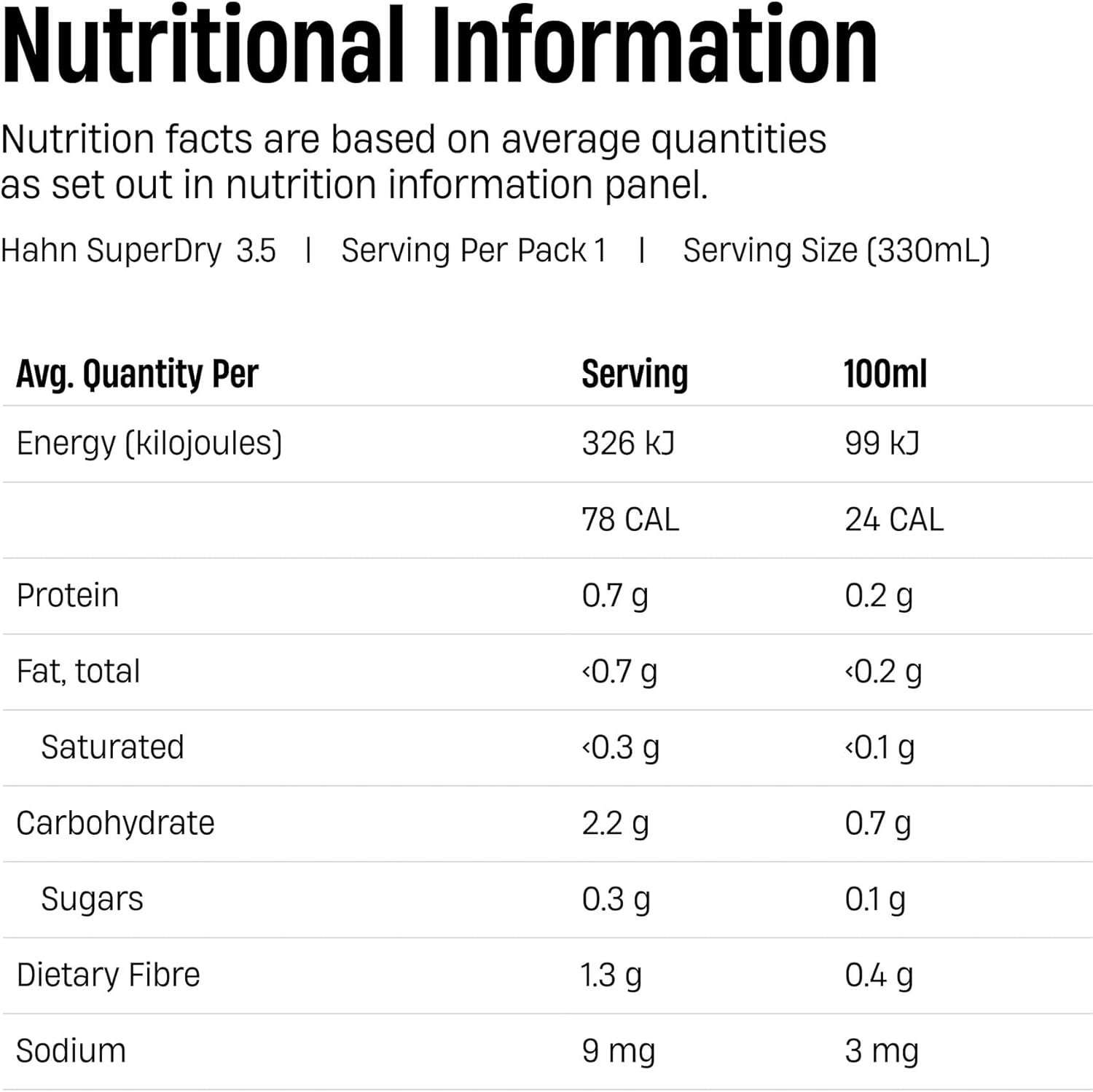 Hahn Superdry 3.5 Mid Strength Australian Lager Beer 3.5% ABV 24 Pack X 330 Ml Bottle Case image number 6