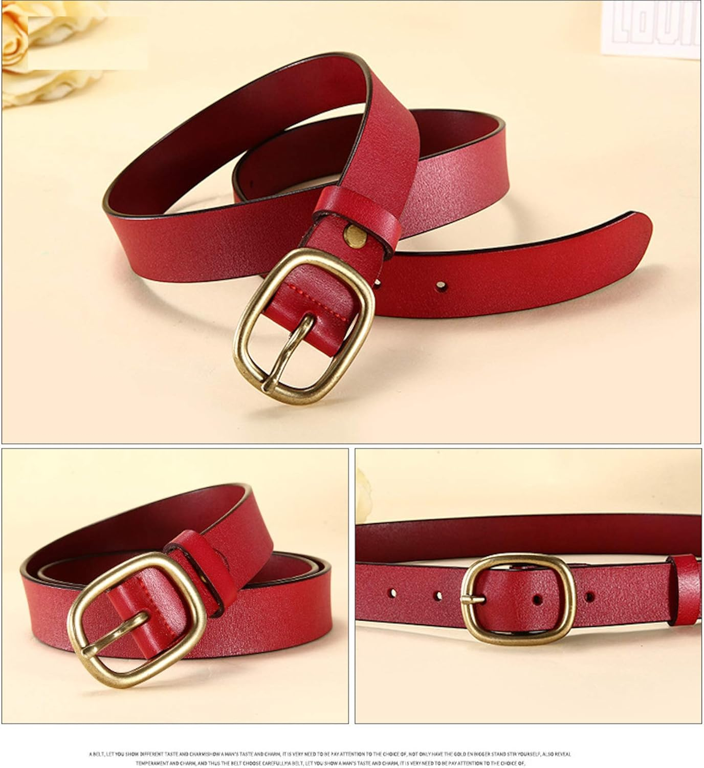 Elonglin Women'S Leather Belt - Genuine Leather Belt Vintage Casual Cowhide Belts for Jeans Shorts Pants image number 5