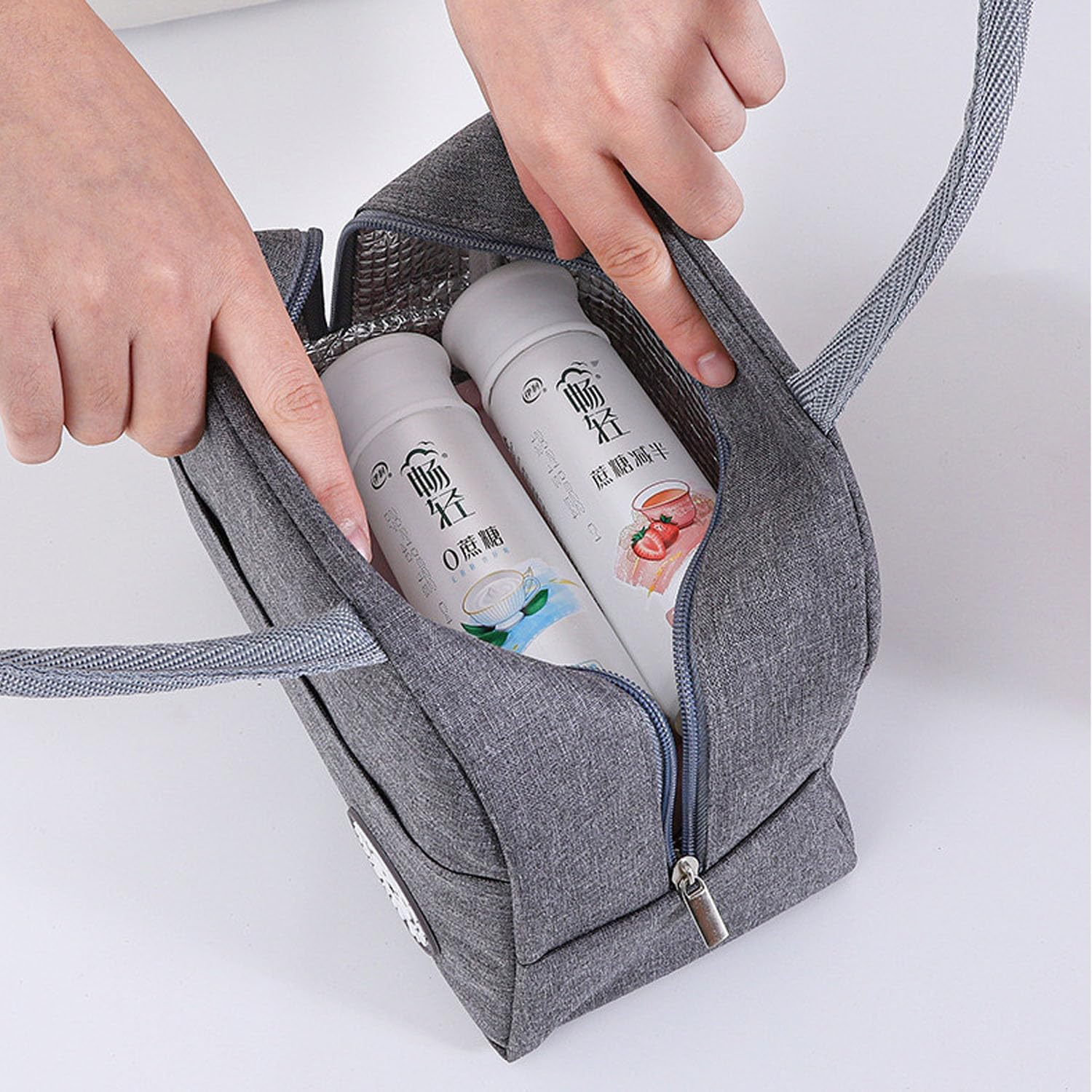 Insulated Lunch Bag, Portable Thermos Lunch Box Carrier, Keeps Food Warm or Cold, for Office, School, and Outdoor Use (Gray) image number 3