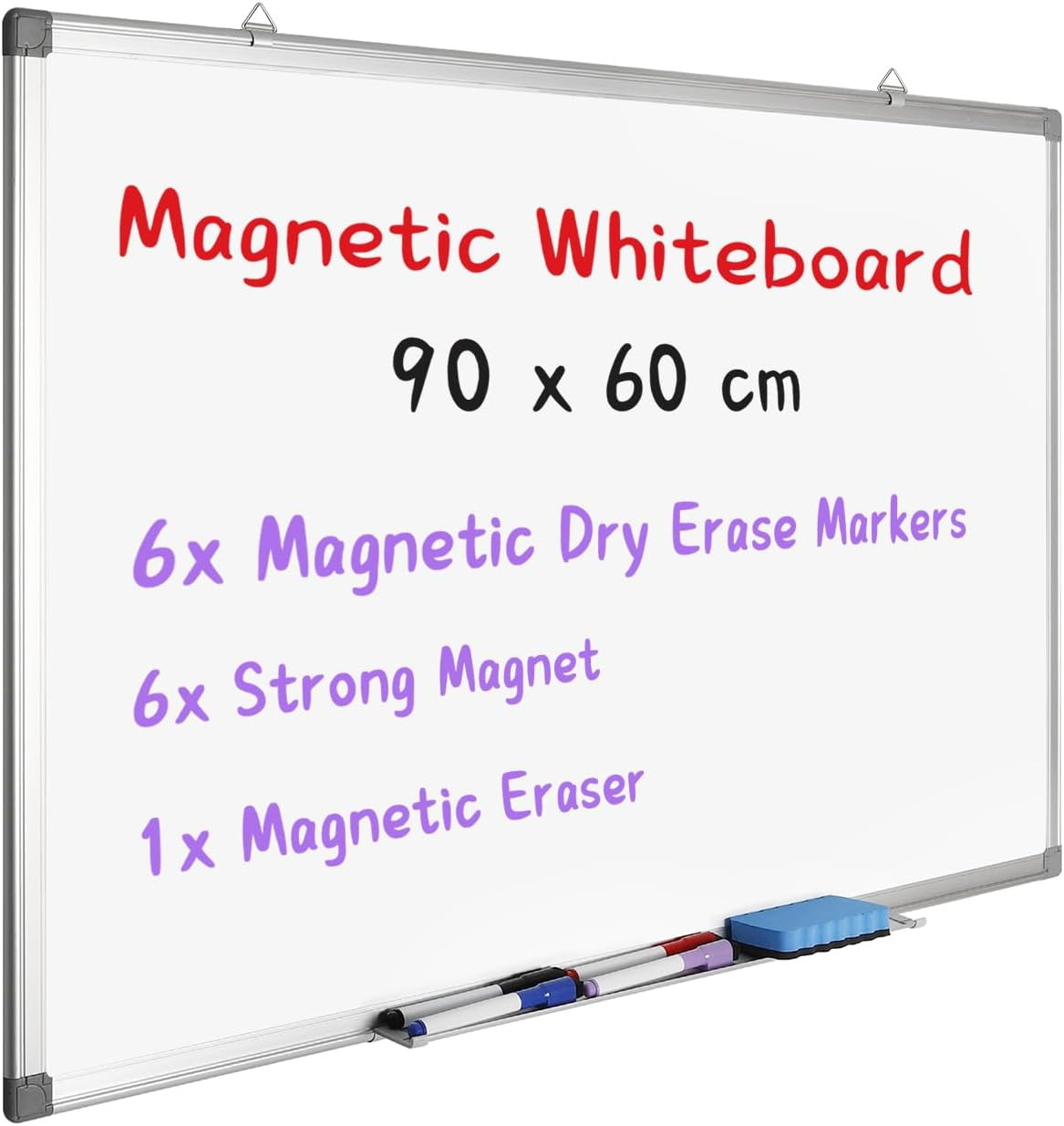 Magnetic Whiteboard Wall Hanging Dry Erase White Board, 90 X 60 CM Writing Boards for Office School and Home image number 1
