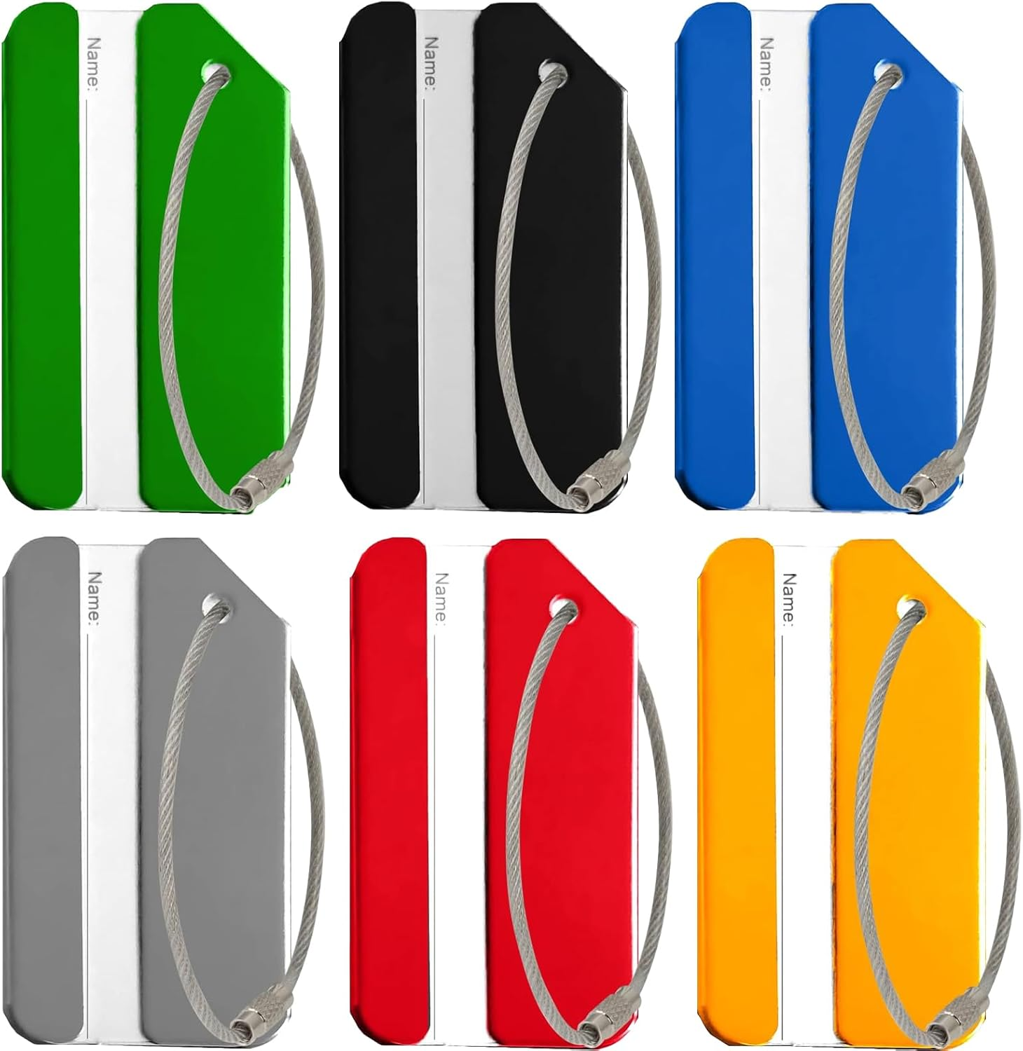 Suytvenxau 6-Pack Multicolor Aluminum Alloy Luggage Tags - Durable Baggage Tags with Name ID Cards & Stainless Steel Loops, Ideal Suitcase Accessories for Checked Luggage & Travel image number 4