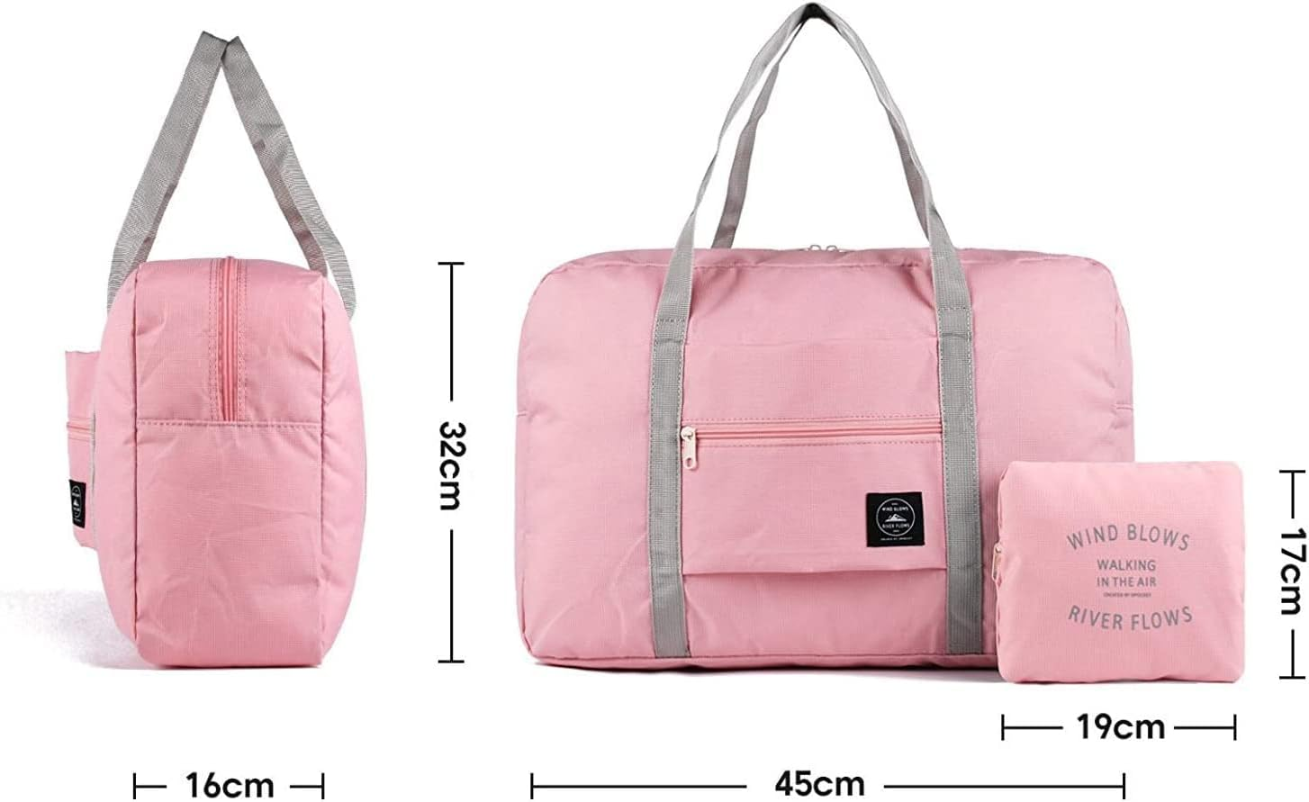 Travel Foldable Duffel Bag for Airlines, Resistant Nylon Waterproof Lightweight Travel Duffle Luggage Bag for Women Men for Vacation, Sports (Pink)