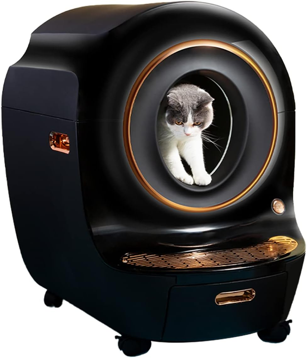 Self Cleaning Cat Litter Tray, Odor Removal, APP Control, Smart Robot Toilet with Closed Sandbox for Multiple Cats, Automatic Cat Litter Box Self Cleaning Smart 9L Large Space Cats Litter Box App